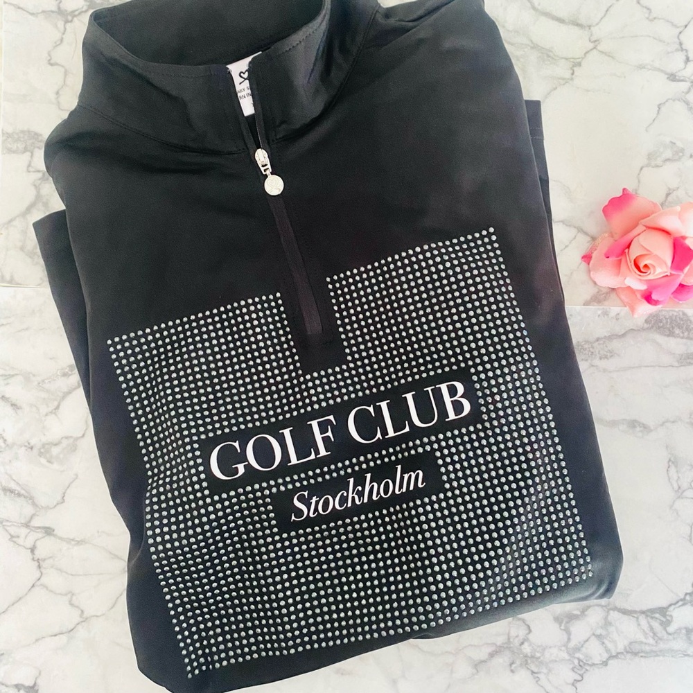 New💕Black “Golf Club Stockholm” Pullover Shirt SZ XL